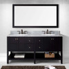 Virtu USA ED-30072-WMRO-ES Winterfell 72" Double Bath Vanity in Espresso with Marble Top and Round Sink with Mirror