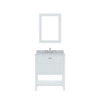 Virtu USA ES-30030-WMSQ-WH-002 Winterfell 30" Single Bath Vanity in White with Marble Top and Square Sink with Polished Chrome Faucet and Mirror