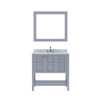 Virtu USA ES-30036-WMRO-GR Winterfell 36" Single Bath Vanity in Grey with Marble Top and Round Sink with Mirror