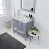 Virtu USA ES-30036-WMRO-GR Winterfell 36" Single Bath Vanity in Grey with Marble Top and Round Sink with Mirror