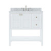 Virtu USA ES-30036-WMSQ-WH-NM Winterfell 36" Single Bath Vanity in White with Marble Top and Square Sink