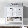 Virtu USA ES-30036-WMSQ-WH-NM Winterfell 36" Single Bath Vanity in White with Marble Top and Square Sink