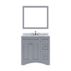 Virtu USA ES-32036-WMRO-GR Elise 36" Single Bath Vanity in Grey with Marble Top and Round Sink with Mirror