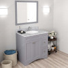 Virtu USA ES-32036-WMRO-GR Elise 36" Single Bath Vanity in Grey with Marble Top and Round Sink with Mirror