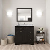 Virtu USA ES-32036-WMSQ-ES-001 Elise 36" Single Bath Vanity in Espresso with Marble Top and Square Sink with Brushed Nickel Faucet and Mirror