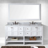 Virtu USA ED-30072-WMSQ-WH Winterfell 72" Double Bath Vanity in White with Marble Top and Square Sink with Mirror