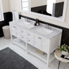 Virtu USA ED-30072-WMSQ-WH Winterfell 72" Double Bath Vanity in White with Marble Top and Square Sink with Mirror