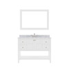 Virtu USA ES-30048-WMRO-WH-001 Winterfell 48" Single Bath Vanity in White with Marble Top and Round Sink with Brushed Nickel Faucet and Mirror