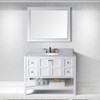 Virtu USA ES-30048-WMRO-WH-001 Winterfell 48" Single Bath Vanity in White with Marble Top and Round Sink with Brushed Nickel Faucet and Mirror