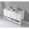 Virtu USA ED-30060-WMRO-WH-NM Winterfell 60" Double Bath Vanity in White with Marble Top and Round Sink