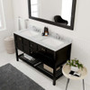 Virtu USA ED-30060-WMSQ-ES-002 Winterfell 60" Double Bath Vanity in Espresso with Marble Top and Square Sink with Polished Chrome Faucet and Mirror