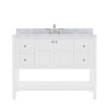 Virtu USA ES-30048-WMSQ-WH-001-NM Winterfell 48" Single Bath Vanity in White with Marble Top and Square Sink with Brushed Nickel Faucet