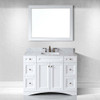 Virtu USA ES-32048-WMSQ-WH-002 Elise 48" Single Bath Vanity in White with Marble Top and Square Sink with Polished Chrome Faucet and Mirror