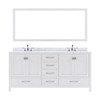 Virtu USA GD-50072-WMRO-WH-001 Caroline Avenue 72" Double Bath Vanity in White with Marble Top and Round Sink with Brushed Nickel Faucet and Mirror