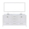 Virtu USA GD-50072-WMRO-WH-002 Caroline Avenue 72" Double Bath Vanity in White with Marble Top and Round Sink with Polished Chrome Faucet and Mirror