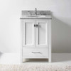 Virtu USA GS-50024-WMRO-WH-002-NM Caroline Avenue 24" Single Bath Vanity in White with Marble Top and Round Sink with Polished Chrome Faucet