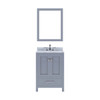 Virtu USA GS-50024-WMSQ-GR-001 Caroline Avenue 24" Single Bath Vanity in Grey with Marble Top and Square Sink with Brushed Nickel Faucet and Mirror