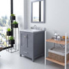 Virtu USA GS-50024-WMSQ-GR-002 Caroline Avenue 24" Single Bath Vanity in Grey with Marble Top and Square Sink with Polished Chrome Faucet and Mirror