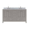 Virtu USA GD-50060-WMSQ-CG-002-NM Caroline Avenue 60" Double Bath Vanity in Cashmere Grey with Marble Top and Square Sink with Polished Chrome Faucet