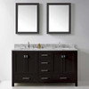 Virtu USA GD-50060-WMSQ-ES-020 Caroline Avenue 60" Double Bath Vanity in Espresso with Marble Top and Square Sink with Mirrors