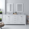 Virtu USA GD-50072-WMRO-WH-020 Caroline Avenue 72" Double Bath Vanity in White with Marble Top and Round Sink with Mirrors