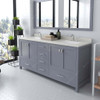 Virtu USA GD-50072-DWQSQ-GR Caroline Avenue 72" Double Bath Vanity in Grey with Dazzle White Top and Square Sink with Mirror