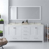 Virtu USA GD-50072-DWQRO-WH-001 Caroline Avenue 72" Double Bath Vanity in White with Dazzle White Top and Round Sink with Brushed Nickel Faucet and Mirror