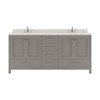 Virtu USA GD-50072-DWQSQ-CG-NM Caroline Avenue 72" Double Bath Vanity in Cashmere Grey with Dazzle White Top and Square Sink