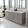 Virtu USA GD-50072-DWQRO-CG-NM Caroline Avenue 72" Double Bath Vanity in Cashmere Grey with Dazzle White Top and Round Sink