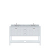 Virtu USA ED-30060-WMRO-WH-002-NM Winterfell 60" Double Bath Vanity in White with Marble Top and Round Sink with Polished Chrome Faucet