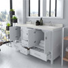 Virtu USA GD-50060-DWQSQ-WH Caroline Avenue 60" Double Bath Vanity in White with Dazzle White Top and Square Sink with Mirror