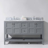 Virtu USA ED-30060-WMRO-GR-NM Winterfell 60" Double Bath Vanity in Grey with Marble Top and Round Sink