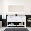 Virtu USA ED-30060-WMRO-WH Winterfell 60" Double Bath Vanity in White with Marble Top and Round Sink with Mirror