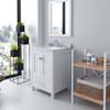 Virtu USA GS-50024-WMSQ-WH Caroline Avenue 24" Single Bath Vanity in White with Marble Top and Square Sink with Mirror