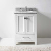 Virtu USA GS-50024-WMRO-WH-001-NM Caroline Avenue 24" Single Bath Vanity in White with Marble Top and Round Sink with Brushed Nickel Faucet