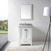 Virtu USA GS-50024-WMSQ-WH-001 Caroline Avenue 24" Single Bath Vanity in White with Marble Top and Square Sink with Brushed Nickel Faucet and Mirror