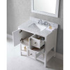 Virtu USA ES-30036-WMSQ-WH Winterfell 36" Single Bath Vanity in White with Marble Top and Square Sink with Mirror