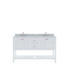 Virtu USA ED-30060-WMSQ-WH-002-NM Winterfell 60" Double Bath Vanity in White with Marble Top and Square Sink with Polished Chrome Faucet