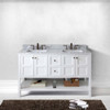 Virtu USA ED-30060-WMSQ-WH-NM Winterfell 60" Double Bath Vanity in White with Marble Top and Square Sink