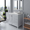 Virtu USA GS-50024-DWQRO-WH Caroline Avenue 24" Single Bath Vanity in White with Dazzle White Top and Round Sink with Mirror