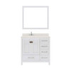 Virtu USA GS-50024-DWQRO-WH-001 Caroline Avenue 24" Single Bath Vanity in White with Dazzle White Top and Round Sink with Brushed Nickel Faucet and Mirror