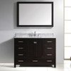 Virtu USA GS-50048-WMSQ-ES Caroline Avenue 48" Single Bath Vanity in Espresso with Marble Top and Square Sink with Mirror