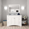 Virtu USA ES-32048-WMRO-WH Elise 48" Single Bath Vanity in White with Marble Top and Round Sink with Mirror