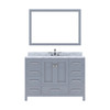 Virtu USA GS-50048-WMSQ-GR-001 Caroline Avenue 48" Single Bath Vanity in Grey with Marble Top and Square Sink with Brushed Nickel Faucet and Mirror