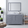 Virtu USA GS-50048-WMSQ-GR-001 Caroline Avenue 48" Single Bath Vanity in Grey with Marble Top and Square Sink with Brushed Nickel Faucet and Mirror