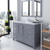 Virtu USA GS-50048-WMSQ-GR-001 Caroline Avenue 48" Single Bath Vanity in Grey with Marble Top and Square Sink with Brushed Nickel Faucet and Mirror