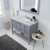 Virtu USA ES-30048-WMSQ-GR-002 Winterfell 48" Single Bath Vanity in Grey with Marble Top and Square Sink with Polished Chrome Faucet and Mirror
