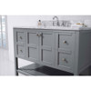 Virtu USA ES-30048-WMSQ-GR-002 Winterfell 48" Single Bath Vanity in Grey with Marble Top and Square Sink with Polished Chrome Faucet and Mirror