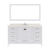 Virtu USA GS-50060-DWQSQ-WH Caroline Avenue 60" Single Bath Vanity in White with Dazzle White Top and Square Sink with Mirror