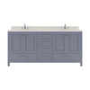 Virtu USA GD-50072-DWQSQ-GR-NM Caroline Avenue 72" Double Bath Vanity in Grey with Dazzle White Top and Square Sink